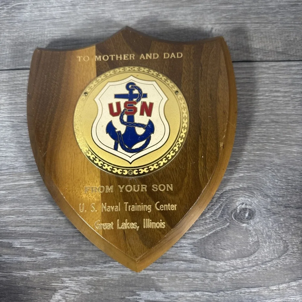 Vtg To Mother And Dad From Your‎ Son USN Navy Wood Plaque Great Lakes Illinois